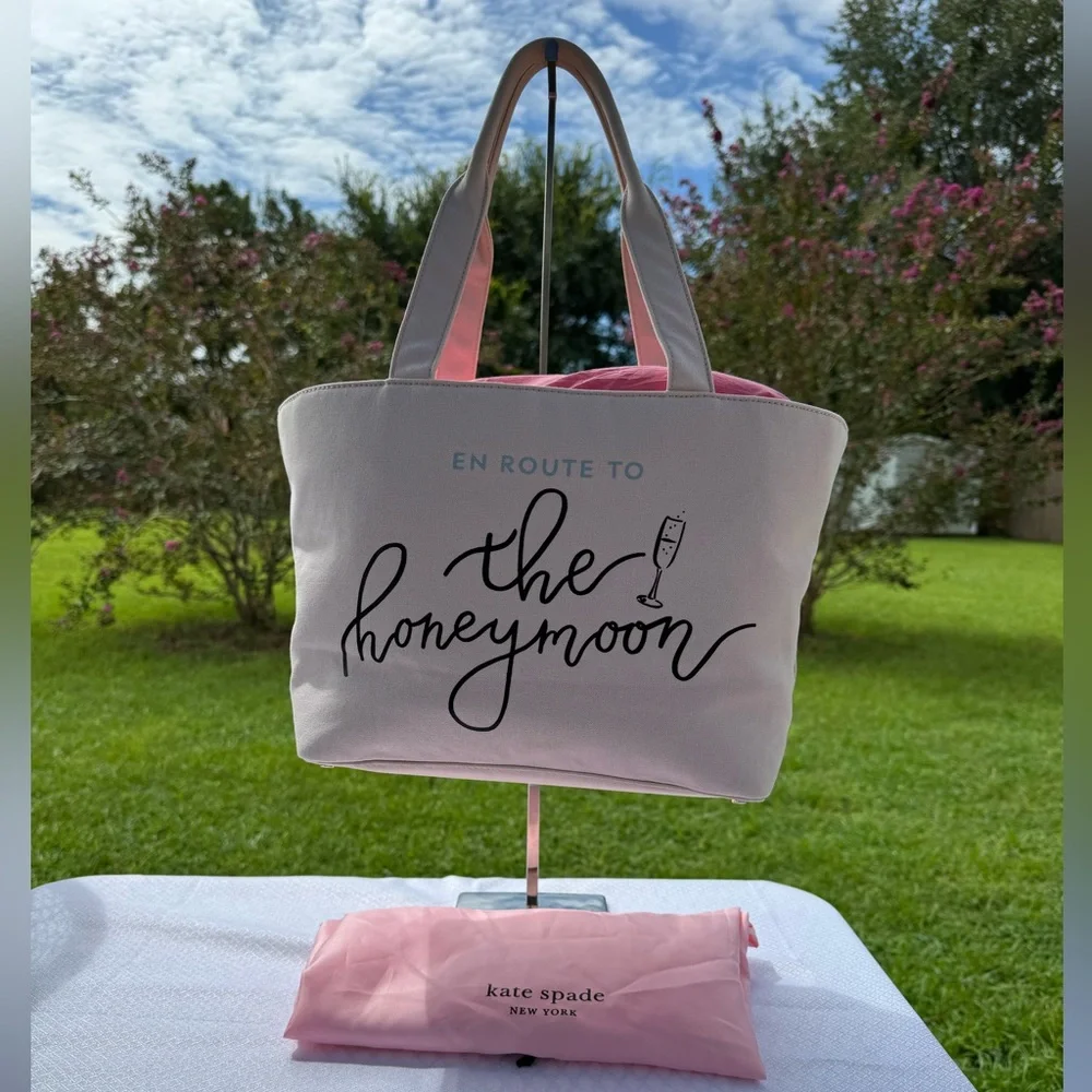 Kate Spade Bridal Tote Storybook Lining with Kate Spade Pink Dust Bag - Picture 2 of 11